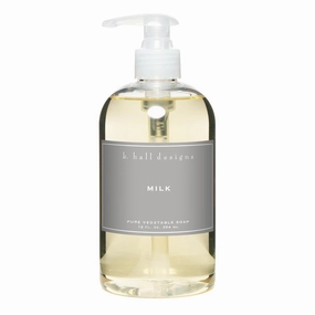 K. Hall Designs Milk Liquid Hand Soap, Soothing and Creamy-Sweet Coconut Vanilla Scent, Natural Liquid Soap for Bathroom & Kitchen, Plant-Based Formula, 12 fl oz