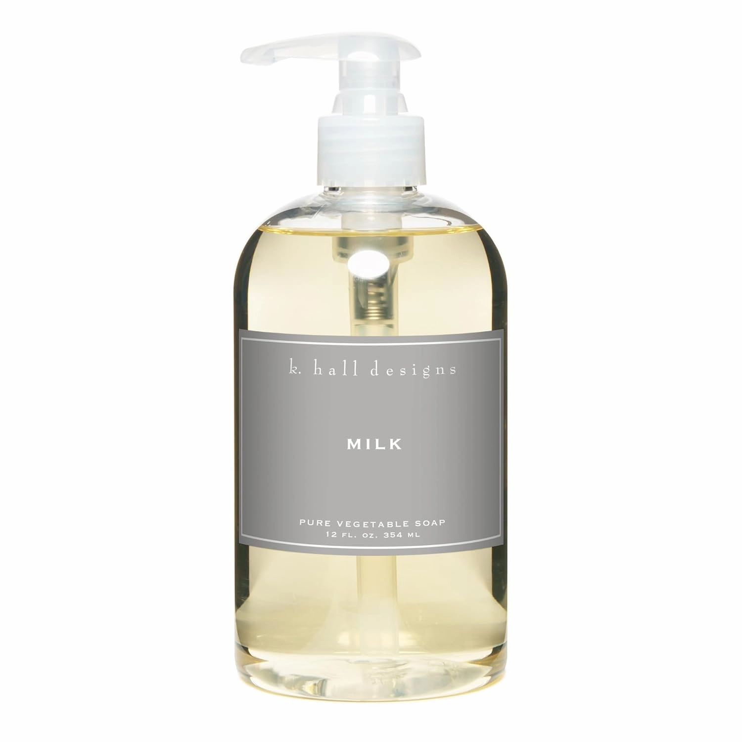 K. Hall Designs Milk Liquid Hand Soap, Soothing and Creamy-Sweet Coconut Vanilla Scent, Natural Liquid Soap for Bathroom & Kitchen, Plant-Based Formula, 12 fl oz