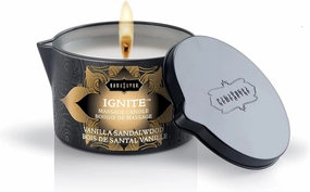 KAMA SUTRA Ignite Massage Candle - Coconut Oil and Soy Based - Vanilla Sandalwood, 6 oz Candle Melts into a Warm Massage Oil, Couples Massage, Pour Spout Massage Candle