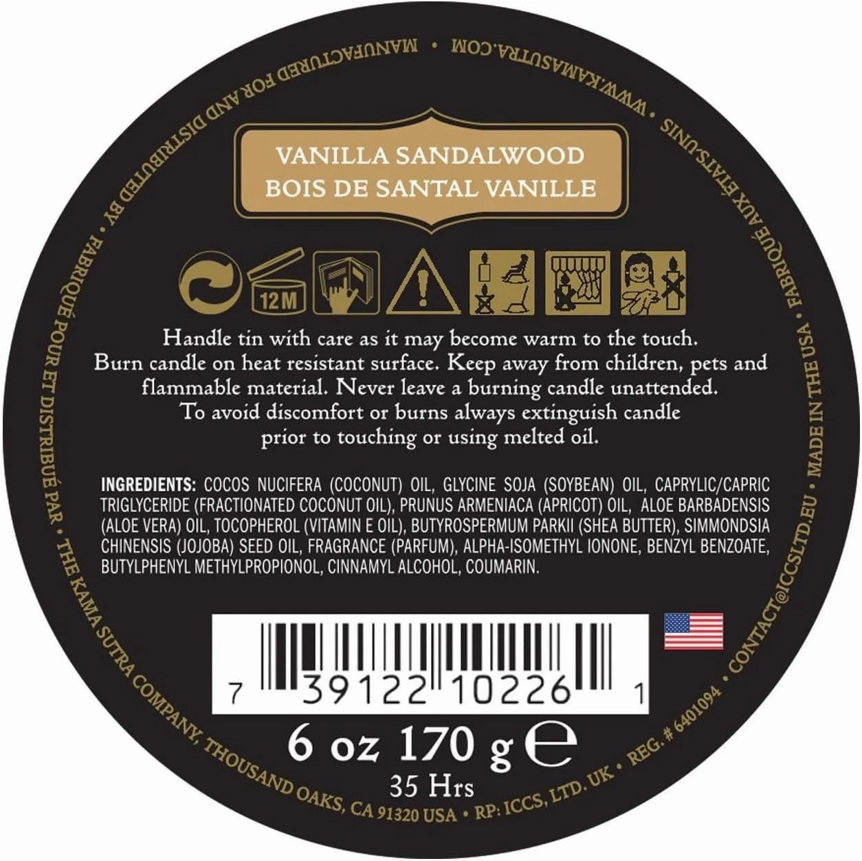 KAMA SUTRA Ignite Massage Candle - Coconut Oil and Soy Based - Vanilla Sandalwood, 6 oz Candle Melts into a Warm Massage Oil, Couples Massage, Pour Spout Massage Candle