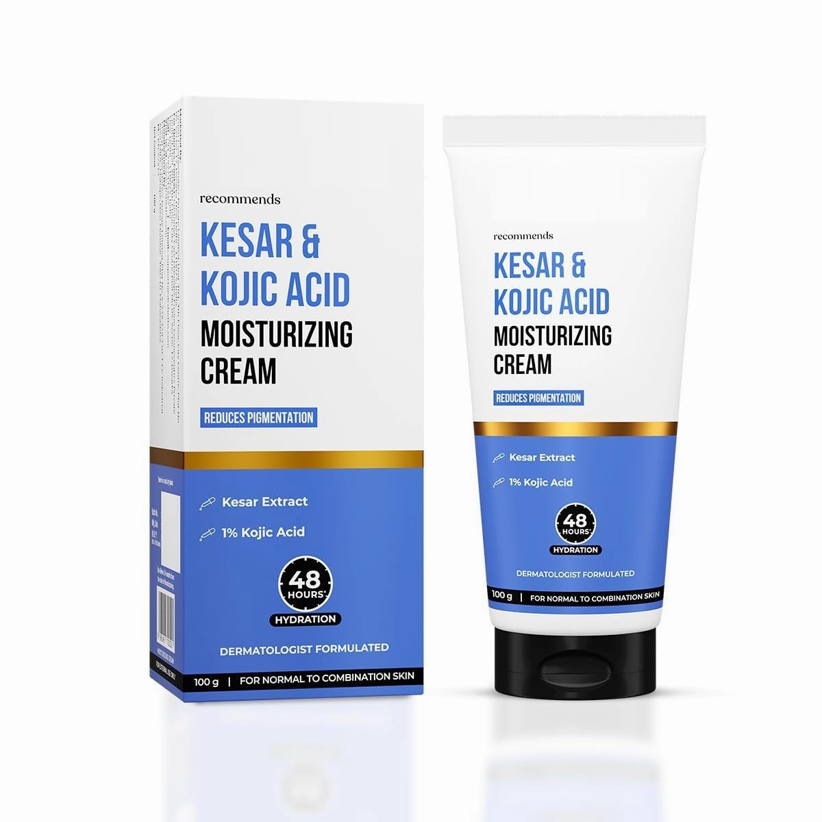 Kojic Acid Moisturizing Cream | For Normal to Combination Skin | Reduces Pigmentation | 48hr Deep Hydration | Formulated with NMFs | Non Sticky | For Men & Women | 100g