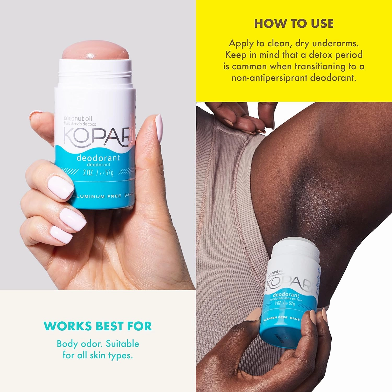 Kopari Aluminum Free Coconut Deodorant, Non Toxic & Clean Plant-Based, No Aluminum, Parabens or Baking Soda, Long Lasting Protection, Beach 2 oz