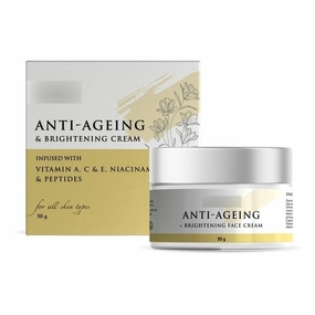 KRINAL Anti Ageing & Brightening Cream with Niacinamide, Vitamin-A & C & Peptides | Minimizes Fine Lines & Wrinkles, Improve Collagen & Skin Elasticity | for Men & Women | 50g