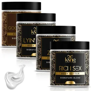 KXNG Cosmetics Moisturizing Body Butter for Men & Women 4oz – Shea Butter Raw Organic, Cocoa Butter, Mango Butter & Coconut Oil – Hydrating & Anti-Aging Skin Care for Dry, All Skin Types