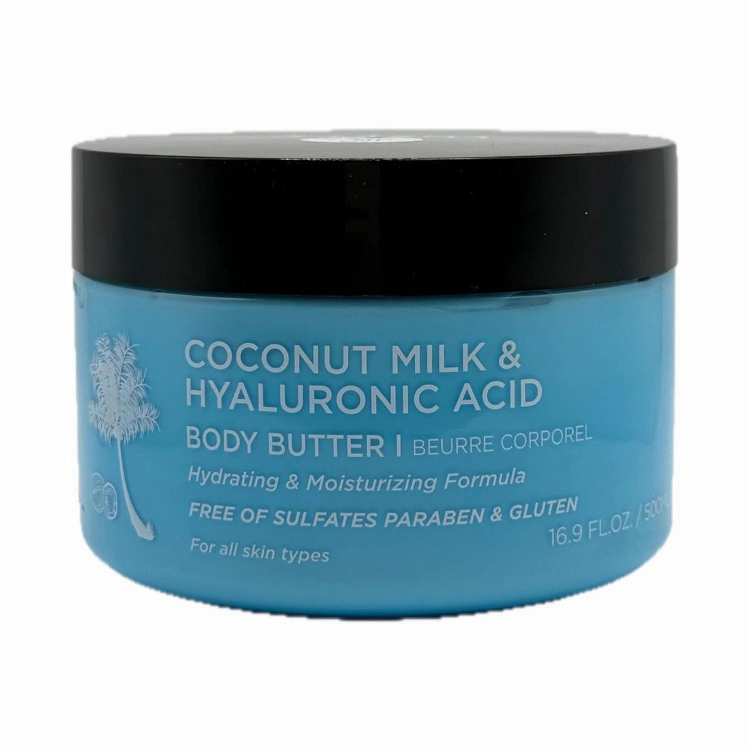 L LUSETA Coconut Milk & Hyaluronic Acid Body Butter, Hydrating & Moisturizing Formula, 16.9 fl oz