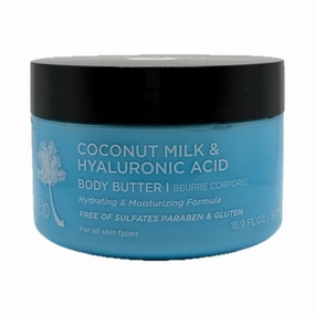 L LUSETA Coconut Milk & Hyaluronic Acid Body Butter, Hydrating & Moisturizing Formula, 16.9 fl oz