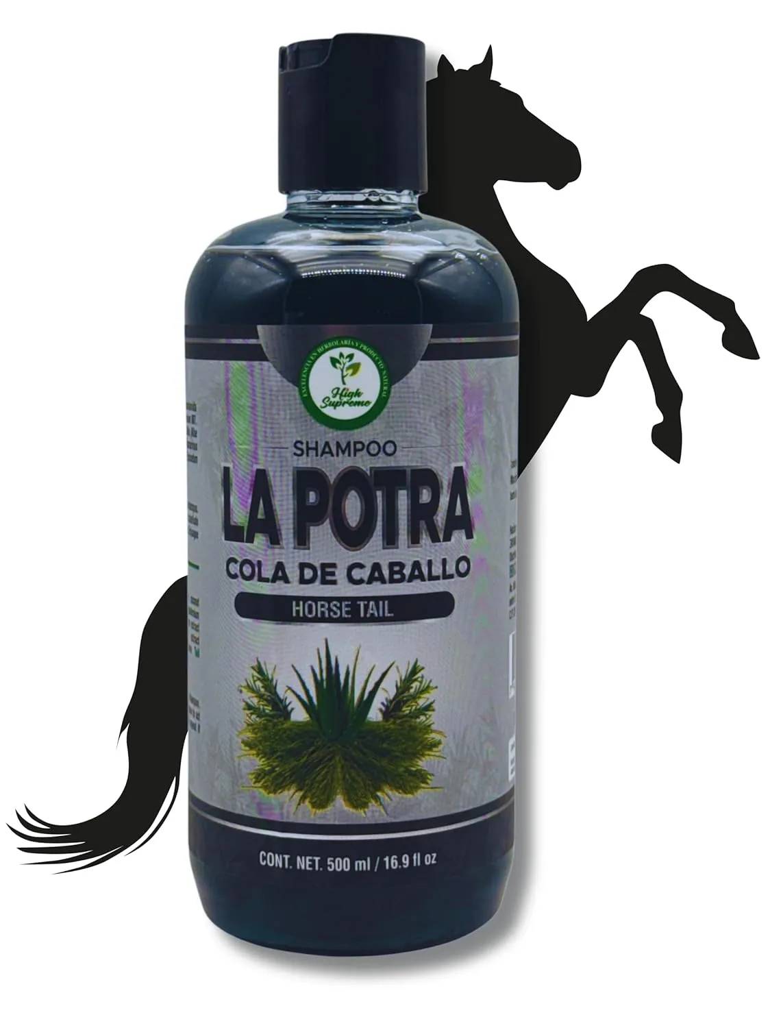 La Potra Cola de Caballo Shampoo Negro – 500ml | With Rosemary & Aloe Vera | For Dark to Black Colored Hair| Promotes Longer, Healthy And Beautiful Hair