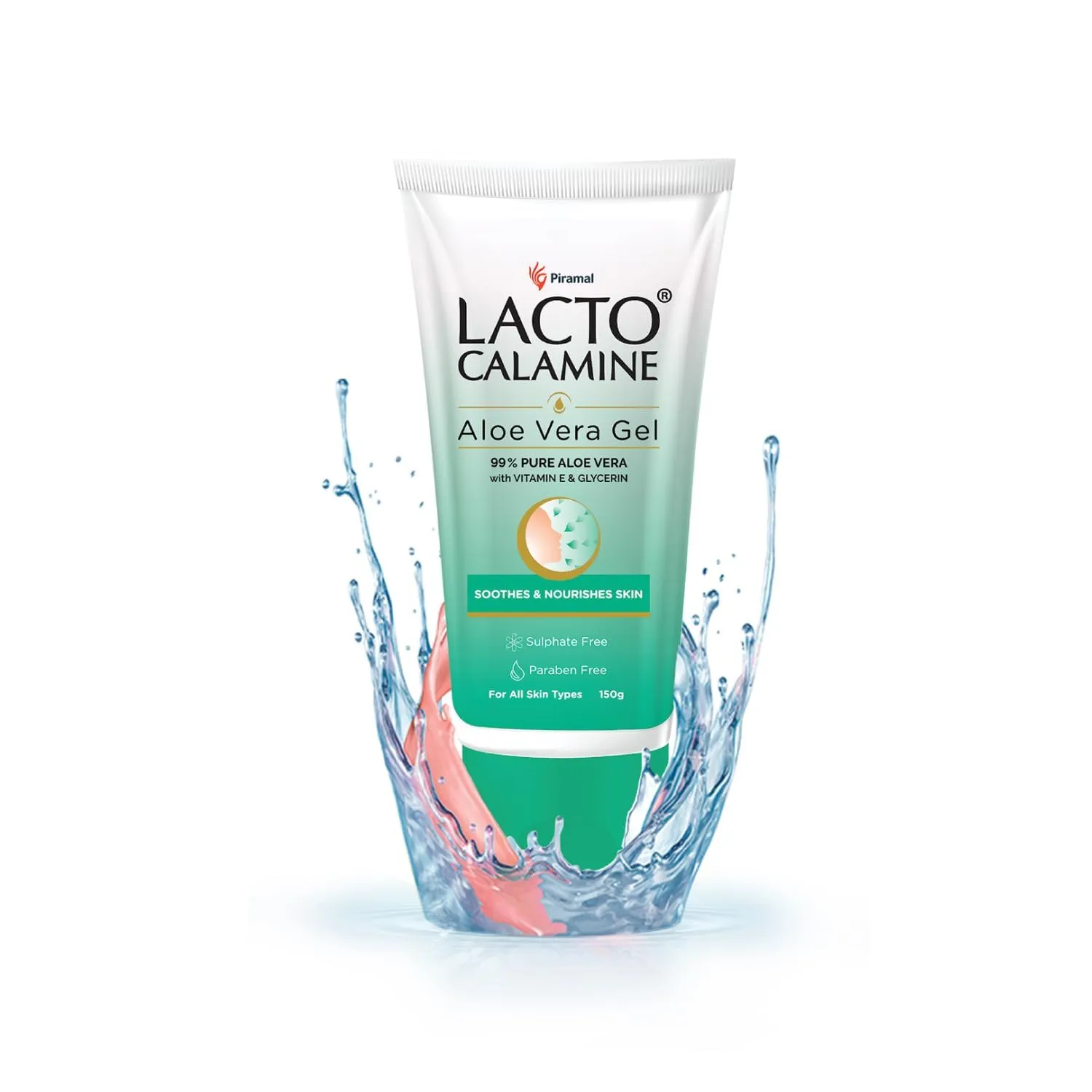Lacto;Calamine Aloe Vera Gel For Face | 150g | Moisturizer For Face With 99% Pure Natural AloeVera, Vitamin E & Glycerin For Hydrating Skin, Body & Hair | No Parabens, No Sulphates