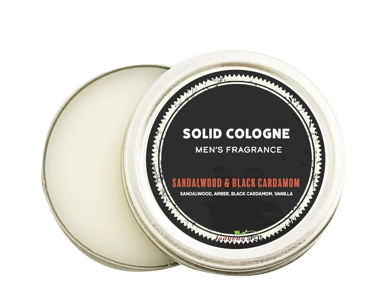 Ladybug Spot Luxurious Rich Classic Masculine Long Lasting Natural Solid Cologne Infused with Essential Oils for Men & Woman 1 OZ Large Size (Sandalwood & Black Cardamom)