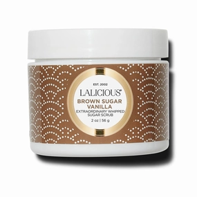 LaLicious Brown Sugar Vanilla Extraordinary Whipped Sugar Scrub - Cane Sugar Body & Foot Scrub, Exfoliating & Moisturizing Skin Care with Coconut Oil & Honey, No Parabens (2oz)