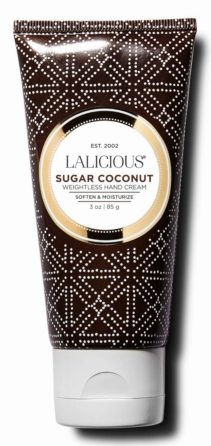 LaLicious Sugar Coconut Weightless Hand Cream - Natural Hand & Cuticle Lotion with Mango Butter & Milk Thistle - Cruelty-Free Skin & Body Moisturizing Cream (3oz)