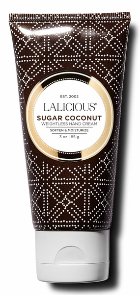 LaLicious Sugar Coconut Weightless Hand Cream - Natural Hand & Cuticle Lotion with Mango Butter & Milk Thistle - Cruelty-Free Skin & Body Moisturizing Cream (3oz)