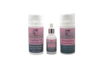 Lashes & Cosmetics LED Light therapy Essentials Facial Cleanser Gel, Serum & Cream Set Hydrating, Firming & Pore-Minimizing Skincare Trio Moisturizing, Anti-Aging, Suitable for All Skin Types