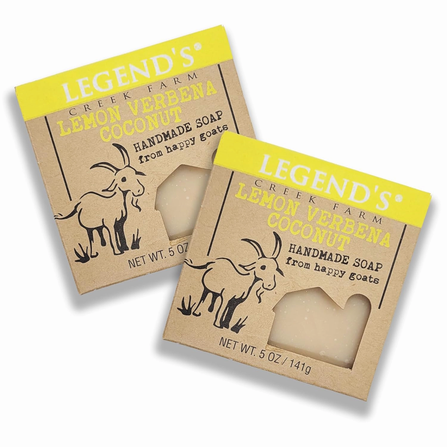 Legend's Creek Farm Goat Milk Soap, Moisturizing Cleansing Bar for Hands and Body, Creamy Lather and Nourishing, Gentle For Sensitive Skin (Lemon Verbana Coconut, Pack of 2)