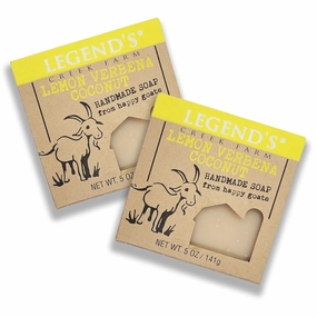Legend's Creek Farm Goat Milk Soap, Moisturizing Cleansing Bar for Hands and Body, Creamy Lather and Nourishing, Gentle For Sensitive Skin (Lemon Verbana Coconut, Pack of 2)