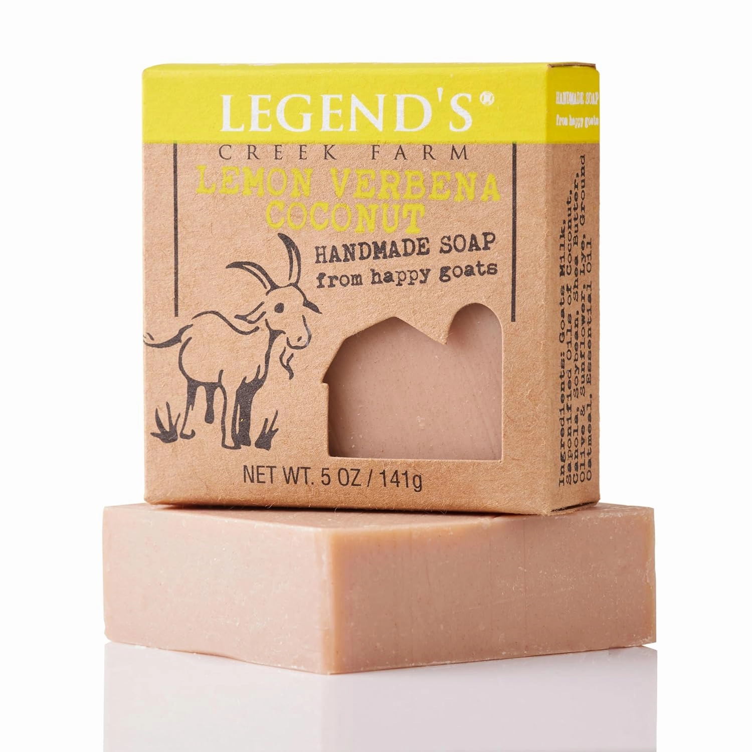 Legend's Creek Farm Goat Milk Soap, Moisturizing Cleansing Bar for Hands and Body, Creamy Lather and Nourishing, Gentle For Sensitive Skin (Lemon Verbana Coconut, Pack of 2)