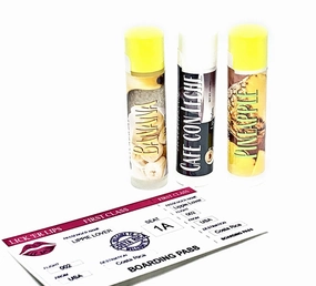 Lickerlips World Flavors Lip Balm (Costa Rica) Pack | Banana Cafe con Leche Pineapple Flavor | Beeswax Cocoa Butter Jojoba Hempseed Oils Vitamin E | 3 tubes (4 grams each) in retro Suitcase