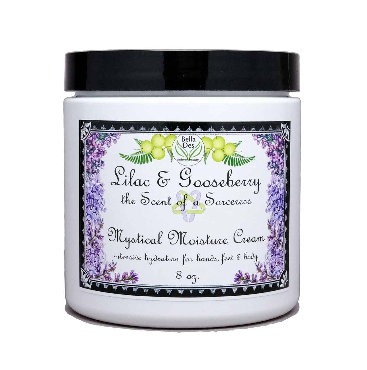 Lilac and Gooseberry Mystical Moisture Body Cream | Hydration for Dry Skin | with Protein, Kokum Butter | 8 oz jar | Yennefer Scent of a Sorceress | by Bella Des Natural Beauty