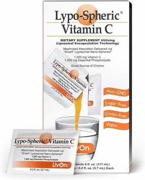 LivOn Laboratories Lypo-Spheric VitaminC 1000mg VitaminC 1000mg Essential 100% Non-GMO, 1 Carton, 0.2Fl.Oz(Pack of 30)