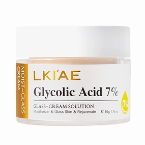 LKIAE Glycolic Acid 7% Face Cream, Rejuvenate, Reduce Fine Lines, Skin Moisturizer, Create Glass-Textured Skin, With Hyaluronic Acid, Glutathione, 1.76 oz (Pack of 1)