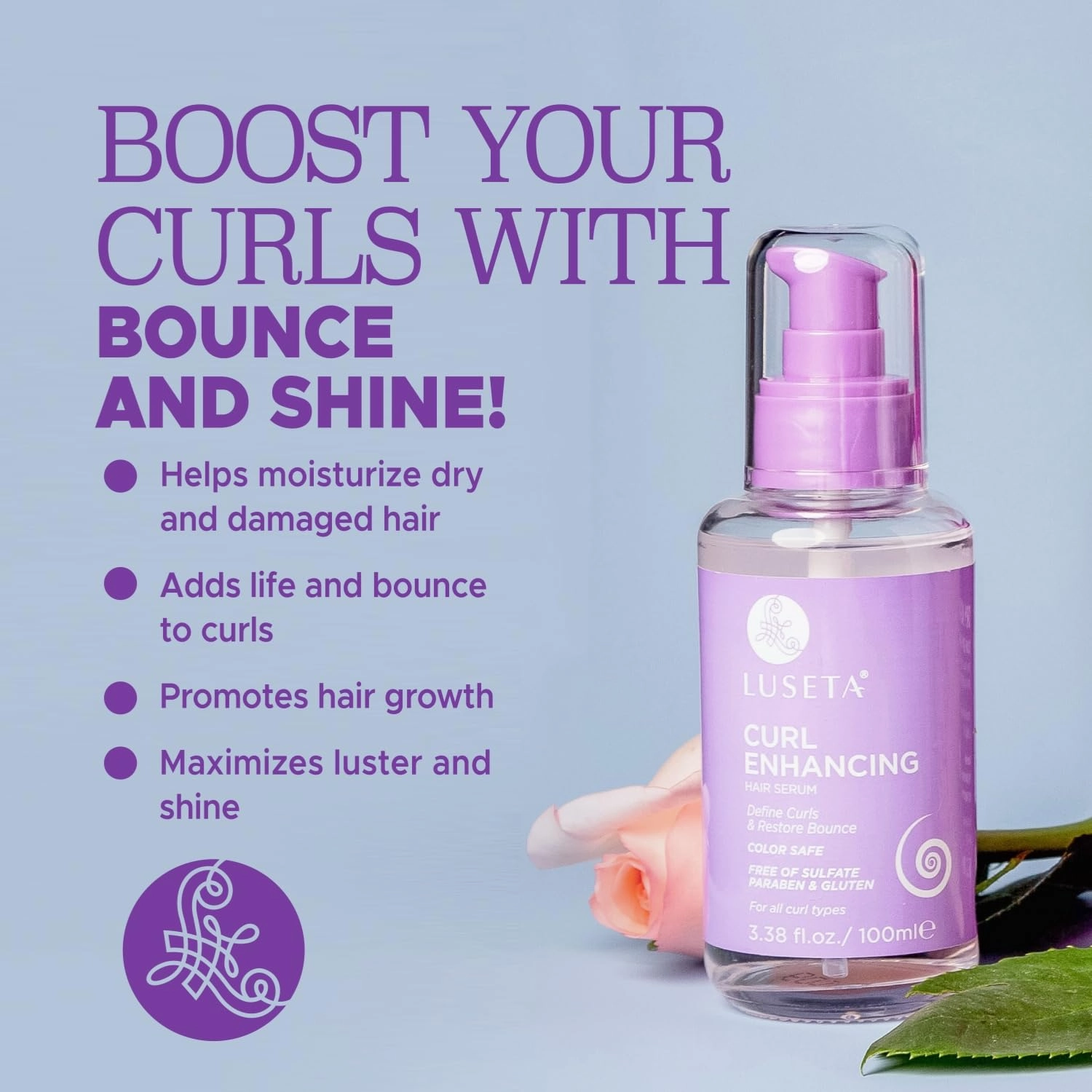 Luseta Curl Enhancing Hair Oil Define Curl & Restore Bounce Anti-frizzing and Smoothing for Curly Hair Type 3.38oz