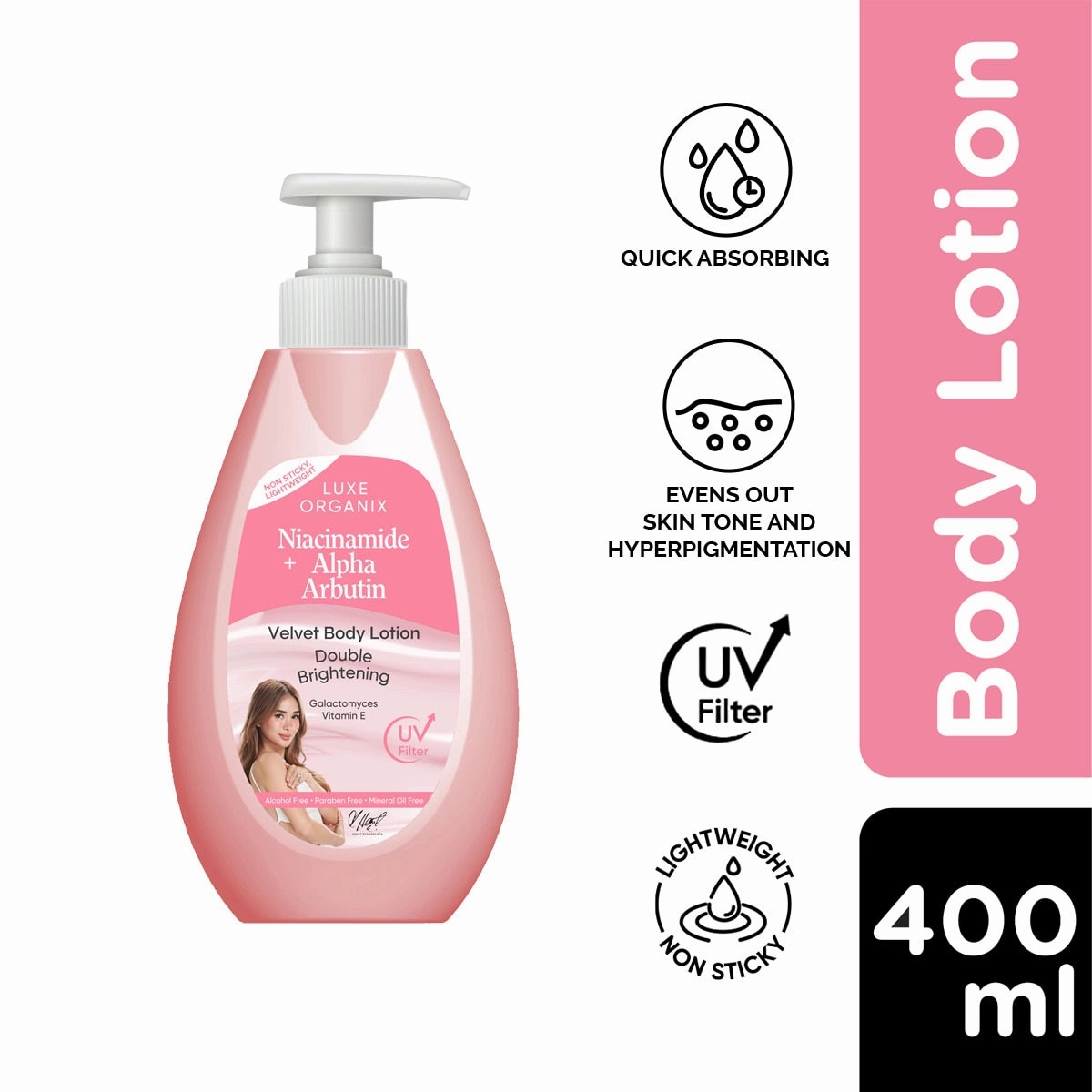 Luxe Organix Niacinamide   Alpha Arbutin Velvet Body Lotion 400mL