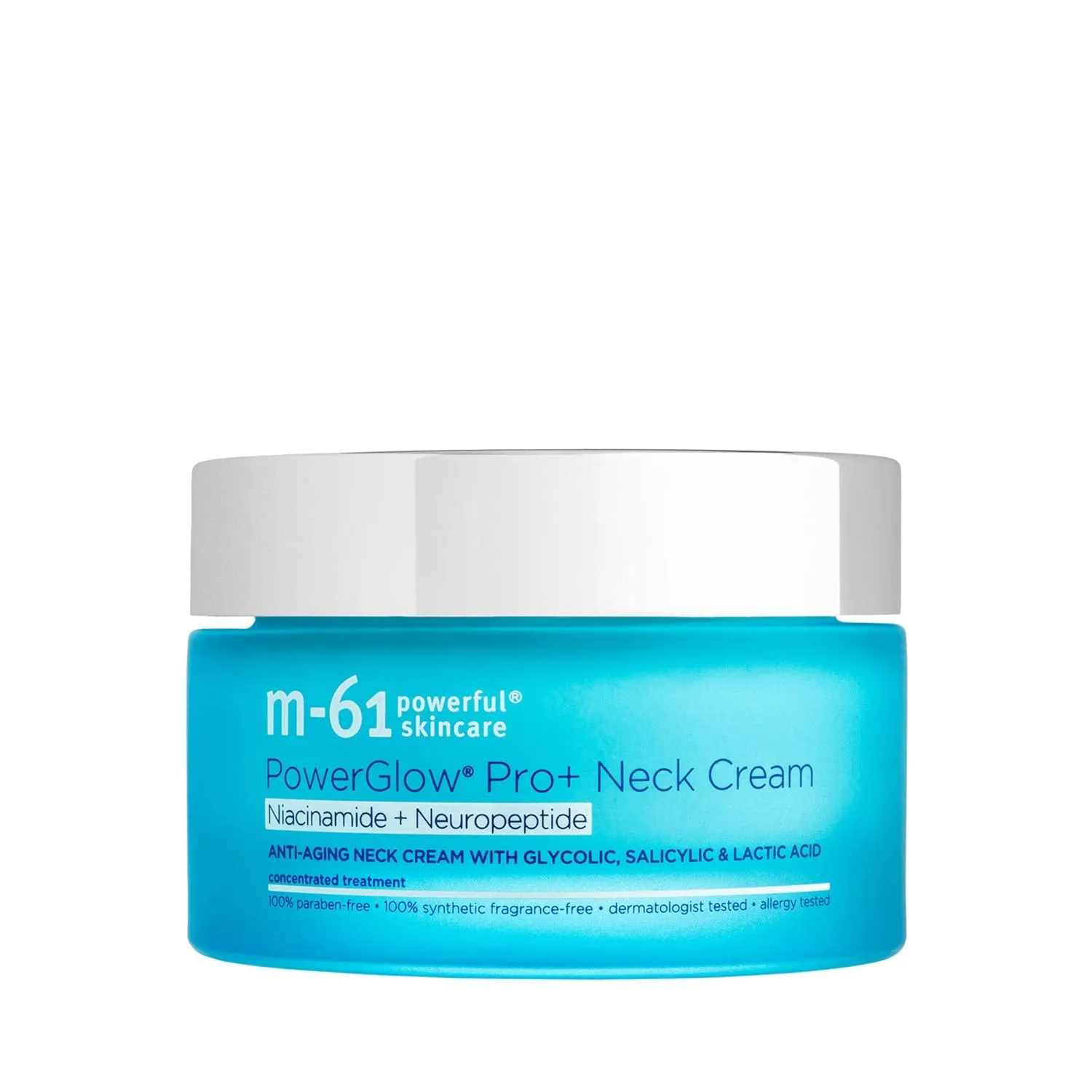 m-61 PowerGlow Pro  Niacinamide Neuropeptide Neck Cream - Anti-aging niacinamide and neuropeptide neck cream with glycolic, salicylic & lactic acid
