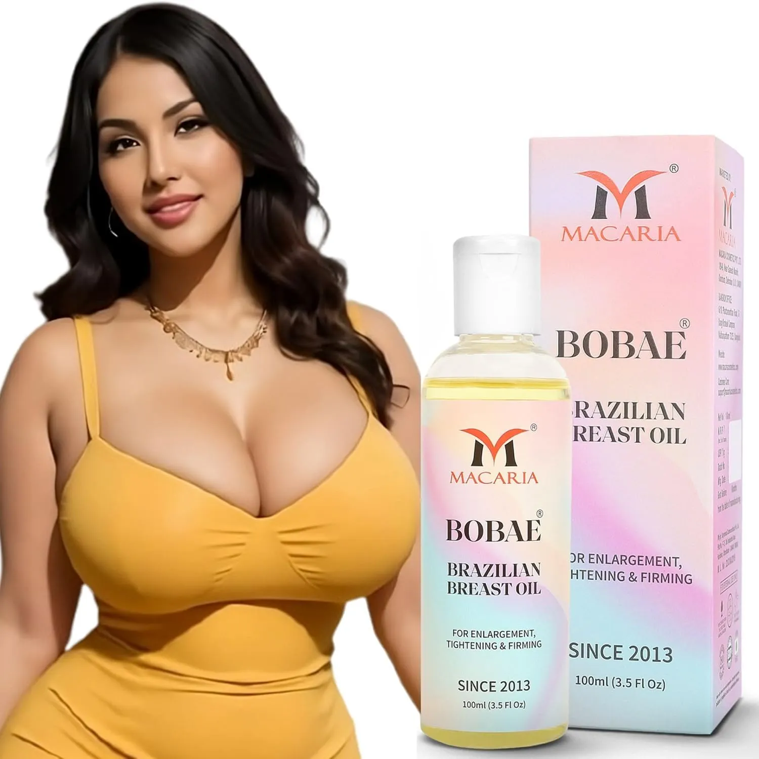 MACARIA Bobae Brazilian breast Oil for sagging Breasts Bust Enlargement Tightening Shape & Size up Toning Oil Quick Growth Lifting & Firming Breast Enhancement Gel for bigger Boobs for Women