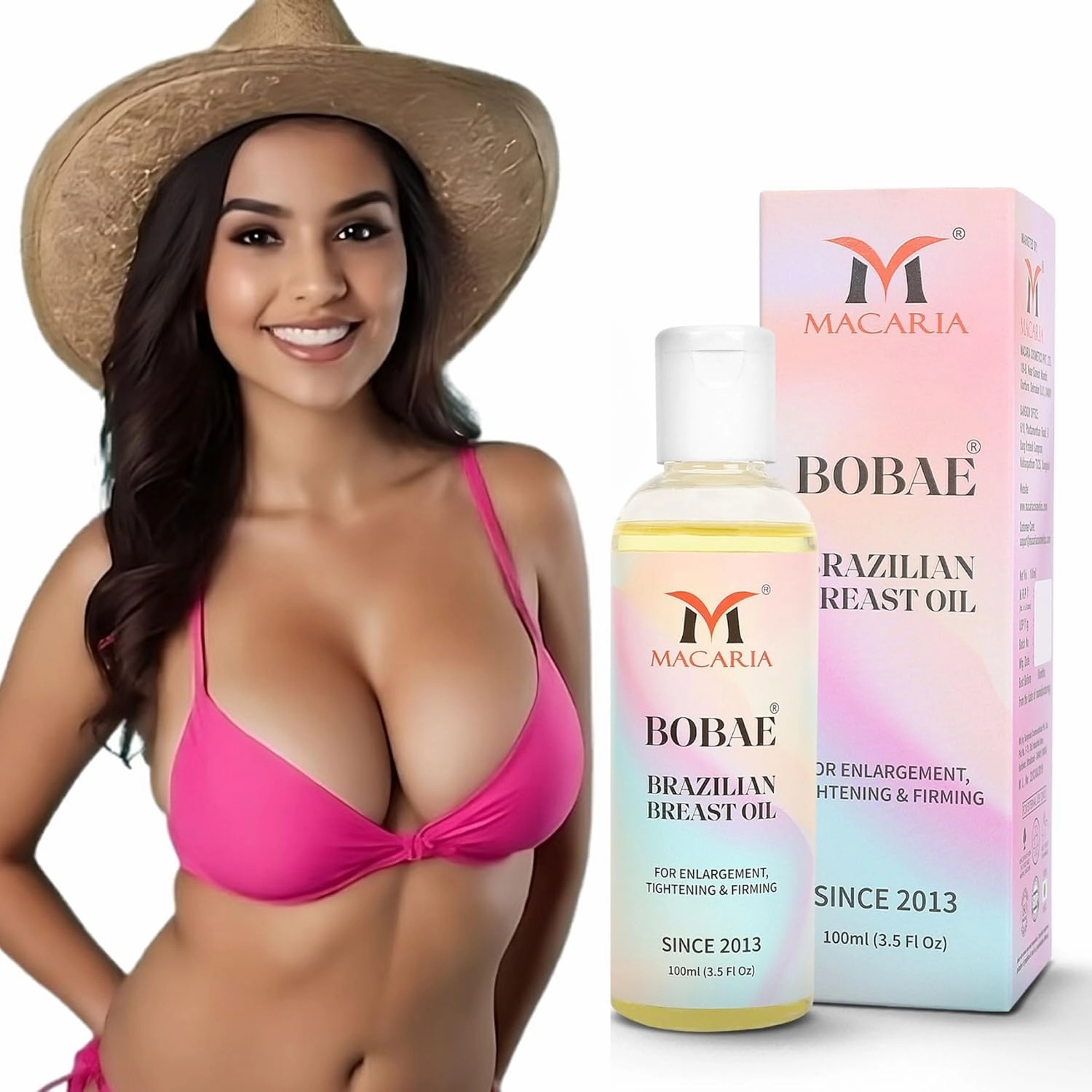 MACARIA Bobae Brazilian Breast Oil For Bigger Breast Bust Boobs Enlargement Tightening Shape & Size up Toning Oil Quick Growth Lifting & Firming Breast Enhancement Gel