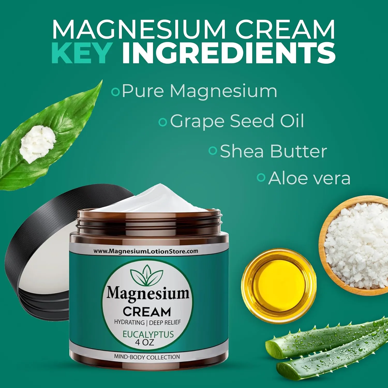 Magnesium Cream with Eucalyptus Scent – Refreshing & Moisturizing