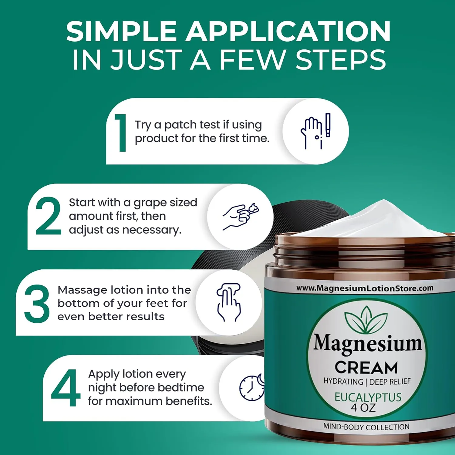 Magnesium Cream with Eucalyptus Scent – Refreshing & Moisturizing