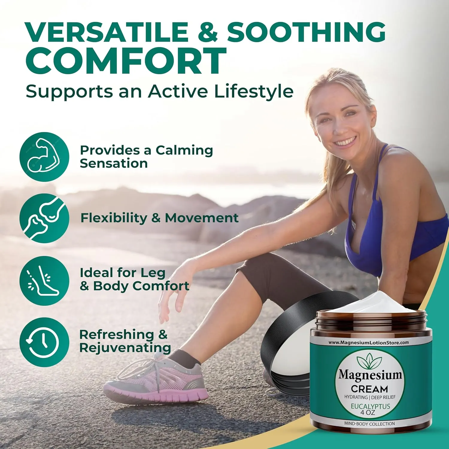 Magnesium Cream with Eucalyptus Scent – Refreshing & Moisturizing