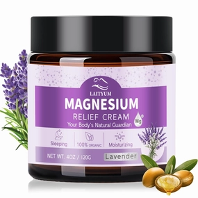 Magnesium Body Lotion-Magnesium Cream [NATURAL & ORGANIC] Magnesium Lotion for Sleep,Muscle Relaxation, Moisturizing Magnesium Butter with Shea Butter, Coconut Oil, Vitamin E, Peppermint, Lavender
