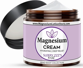 Magnesium Cream with Sleepy Zzz’s Essential Oil Scent – Hydrating & Dreamy Aroma, 4 oz USA Made