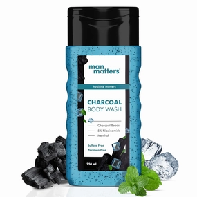 Man,m Matters 3 in 1 Action Charcoal & Menthol Body Wash | With Menthol, 5% Niacinamide & Activated Charcoal Beads | For Instant Cooling, Odor Protection & Improves Skin texture | 250ml