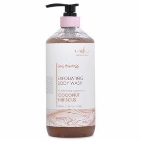Manna Kadar Beauty Dead Sea Minerals Exfoliating Body Wash, Coconut Hibiscus - Body Wash, Shower Gel, Moisturizing Scrub, Brighten Dull Skin