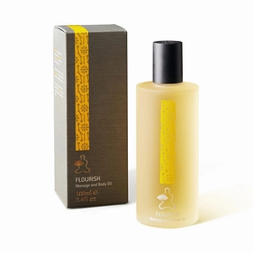 Massage and Body Oil - Luxury Hotel Amenity - Flourish - Coriander, Lemongrass, and Cardamom - 3.4oz