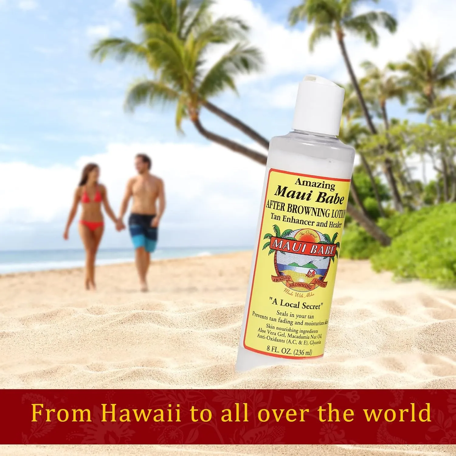 Maui Babe After Browning Lotion, Tan Enhancer & Healer - After Sun Tan Extender Body Lotion To Prevent Tan Fading- Natural Moisturizing & Healing After Sun Care Cream- Made In USA, 8 Ounces