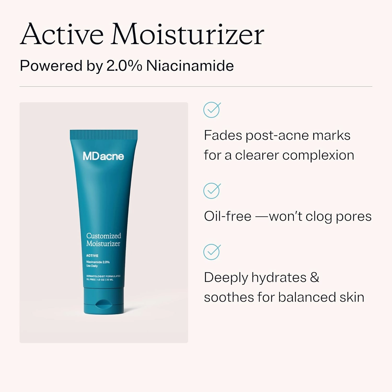 MDacne Facial Moisturizer with Niacinamide 2% - Oil-Free Active Daily Treatment Cream to Reduce Under-Eye, Dark Circles & Wrinkles - Soothing & Moisturizing for Sensitive Acne-Prone Skin (3 Pack)