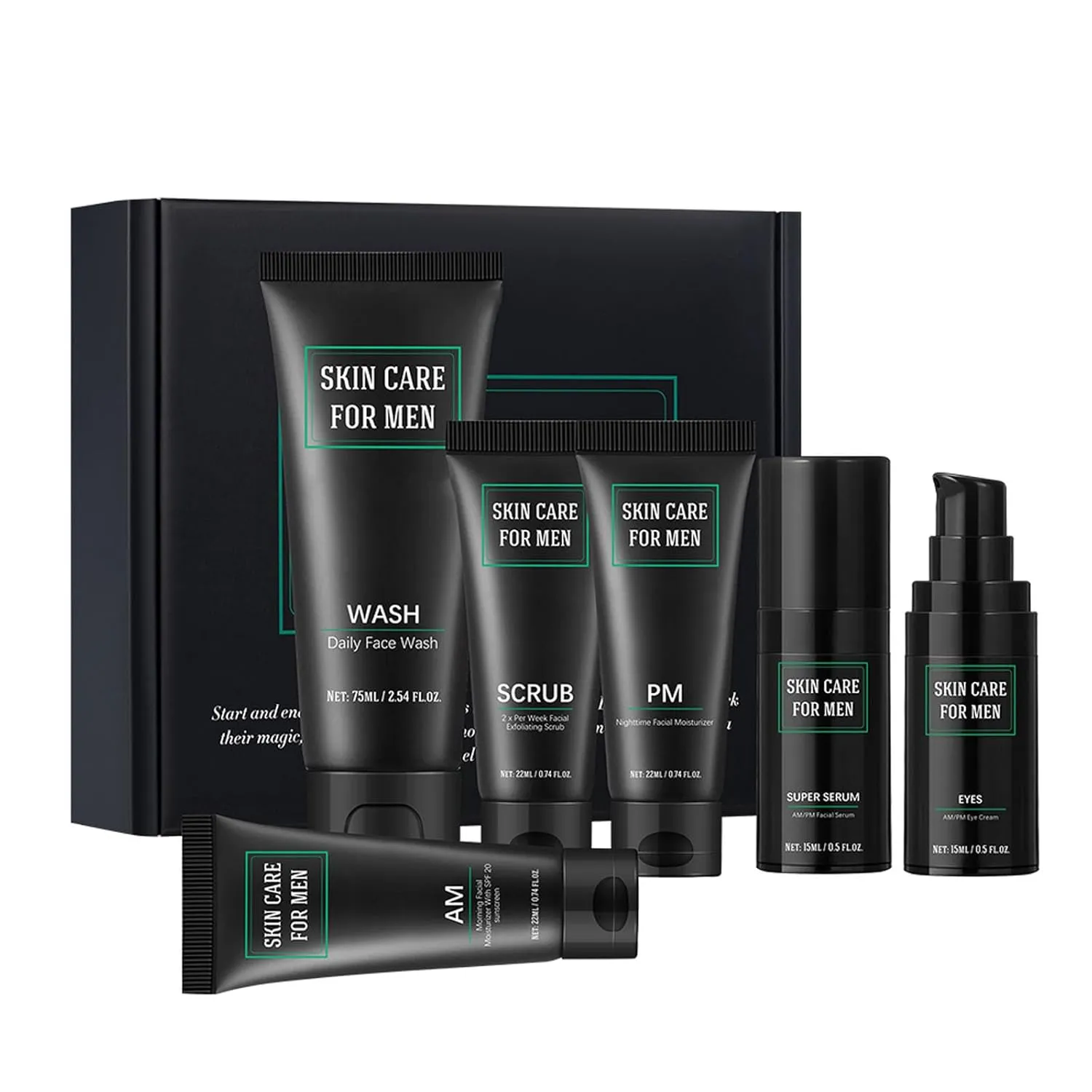 Men's Skincares Set Complete Routine Deep - Cleansing Oil Control Men's Skincares Set