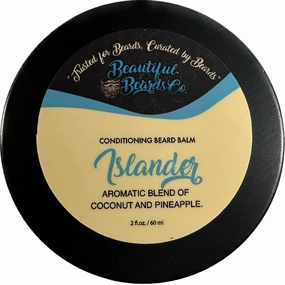 Mens Natural Beard Conditioning Balm with Beeswax, Argan & Hempseed Oil, Conditions & Smooths (2oz, Islander - Coconut, Pineapple)