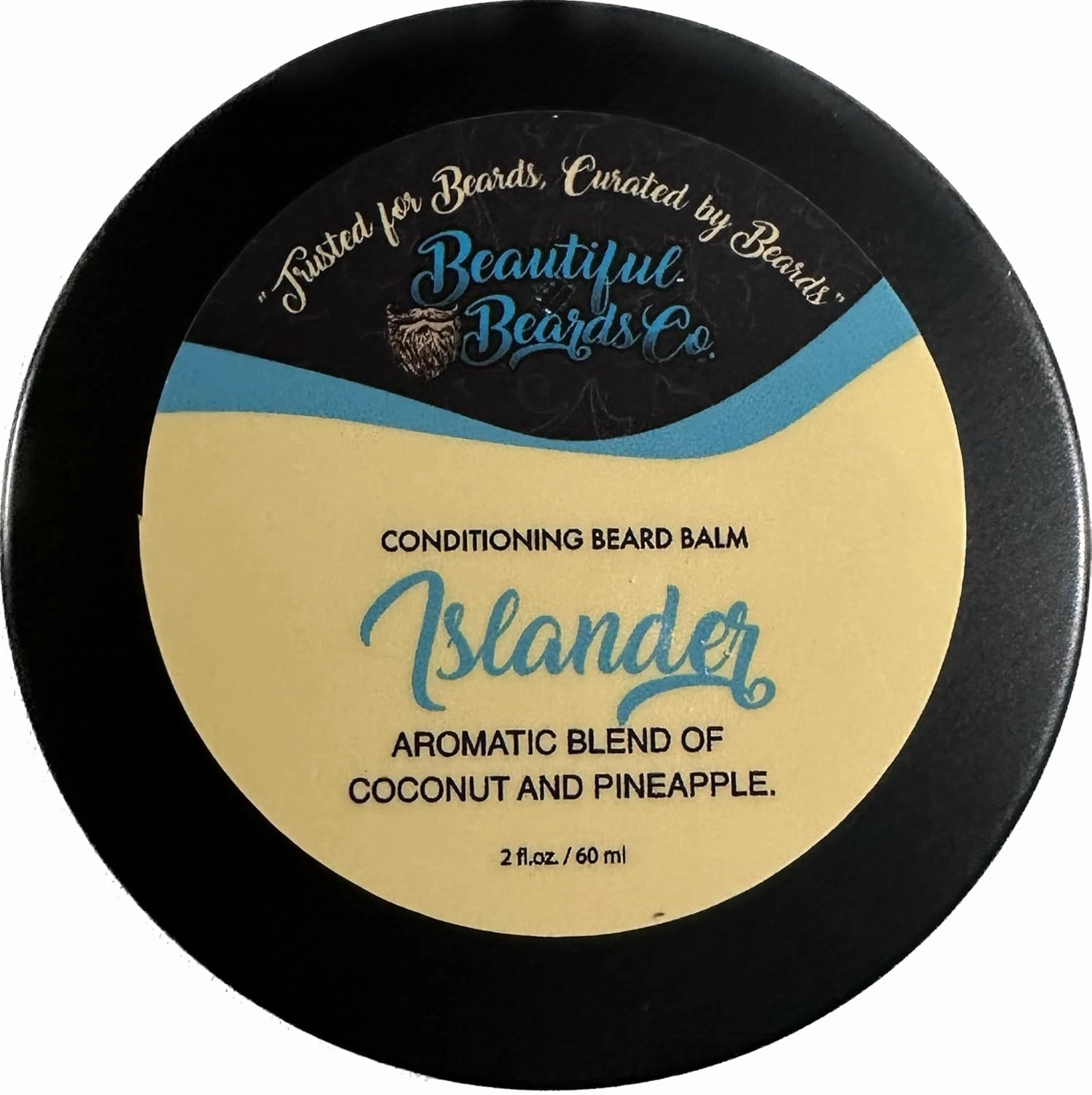 Mens Natural Beard Conditioning Balm with Beeswax, Argan & Hempseed Oil, Conditions & Smooths (2oz, Islander - Coconut, Pineapple)