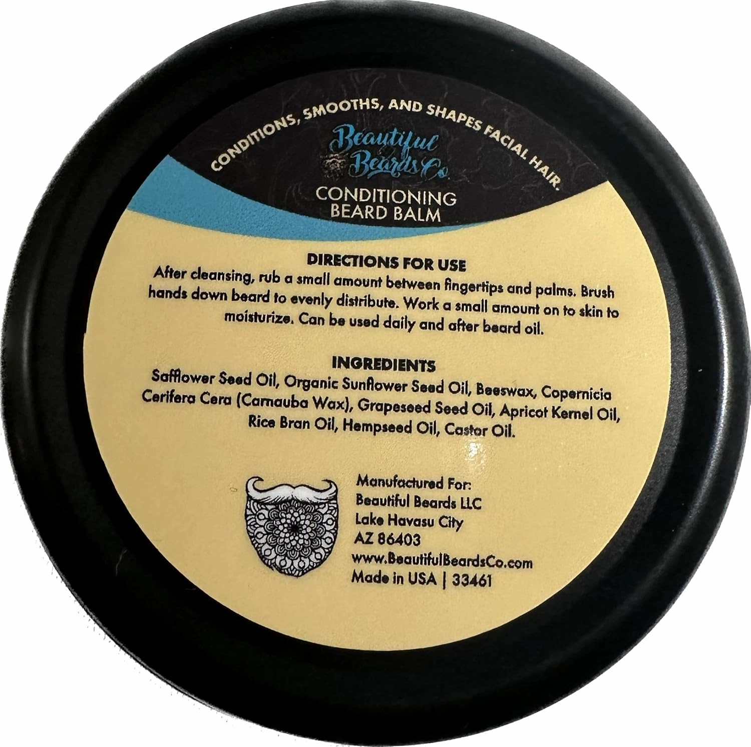 Mens Natural Beard Conditioning Balm with Beeswax, Argan & Hempseed Oil, Conditions & Smooths (2oz, Islander - Coconut, Pineapple)