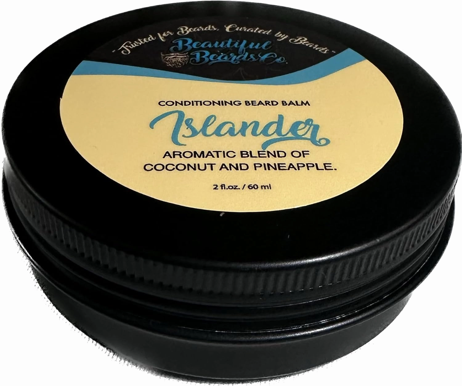 Mens Natural Beard Conditioning Balm with Beeswax, Argan & Hempseed Oil, Conditions & Smooths (2oz, Islander - Coconut, Pineapple)