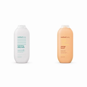 Method Body Wash, Hydrating Coconut Milk and Energy Boost Scents, Paraben and Phthalate Free, 18 oz Bottles (Pack of 1 Each)