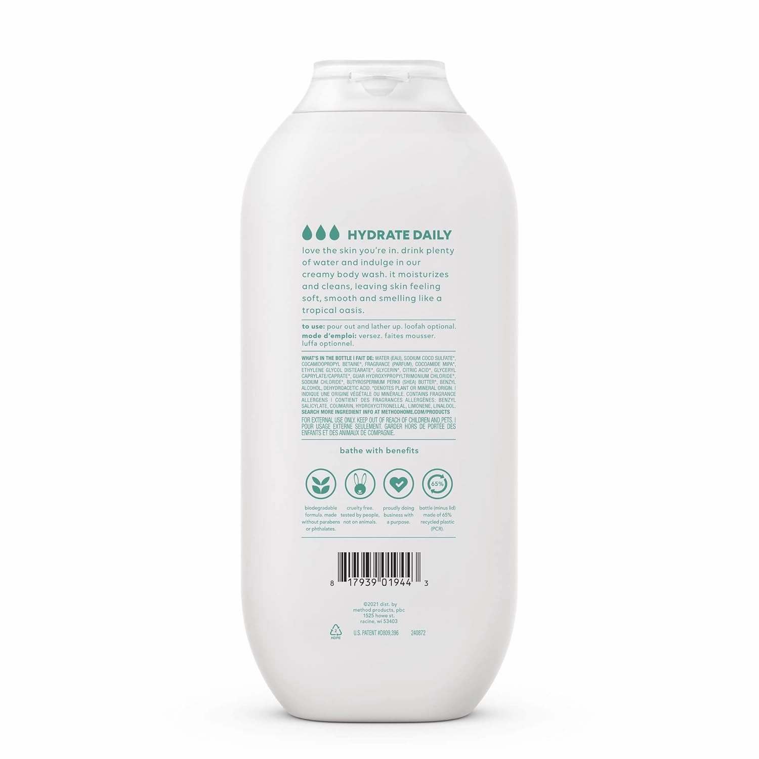 Method Hydrating Body Wash, Coconut Milk, Paraben and Phthalate Free, 18 oz (Pack of 2)