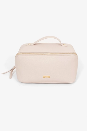 Mila Vanity Case - Nude, Pebbled Faux Leather