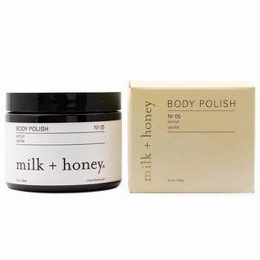 milk   honey Exfoliating Body Scrub No. 5 – Natural Sea Salt & Sugar Polish with Coconut, Lemon & Vanilla – Gentle Scrub for Sensitive Skin, Women & Men – 7 oz