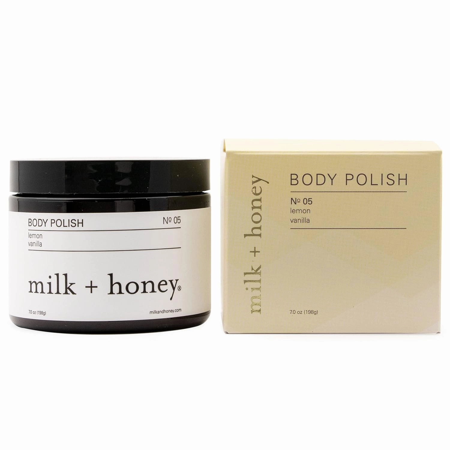 milk   honey Exfoliating Body Scrub No. 5 – Natural Sea Salt & Sugar Polish with Coconut, Lemon & Vanilla – Gentle Scrub for Sensitive Skin, Women & Men – 7 oz