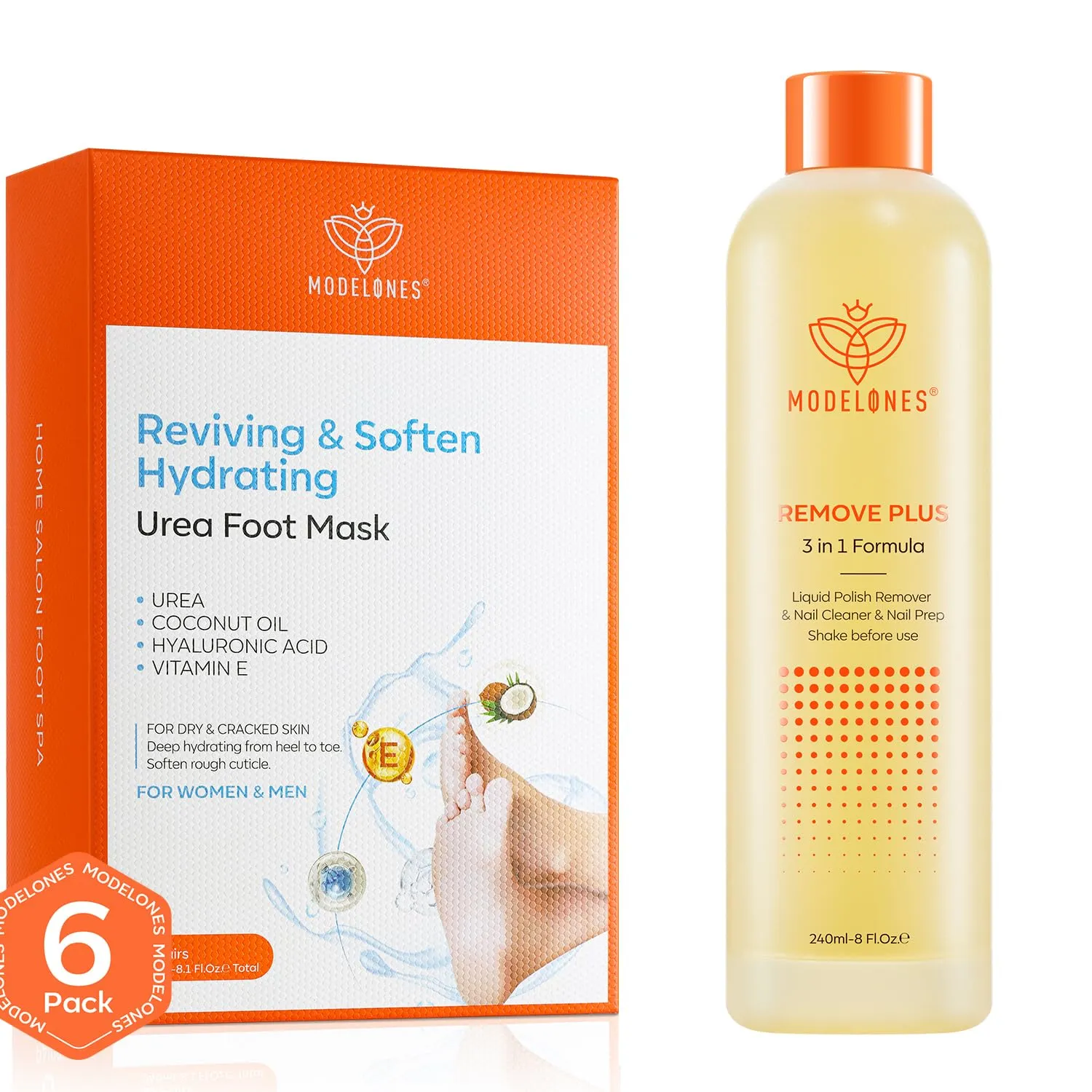 modelones 6 Pack Hydrating Foot Mask and Nail Polish Remover
